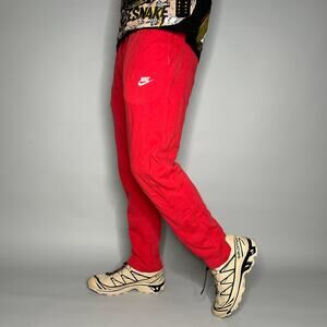 Nike Sweatpants Crimson Red Cotton Joggers White Swoosh